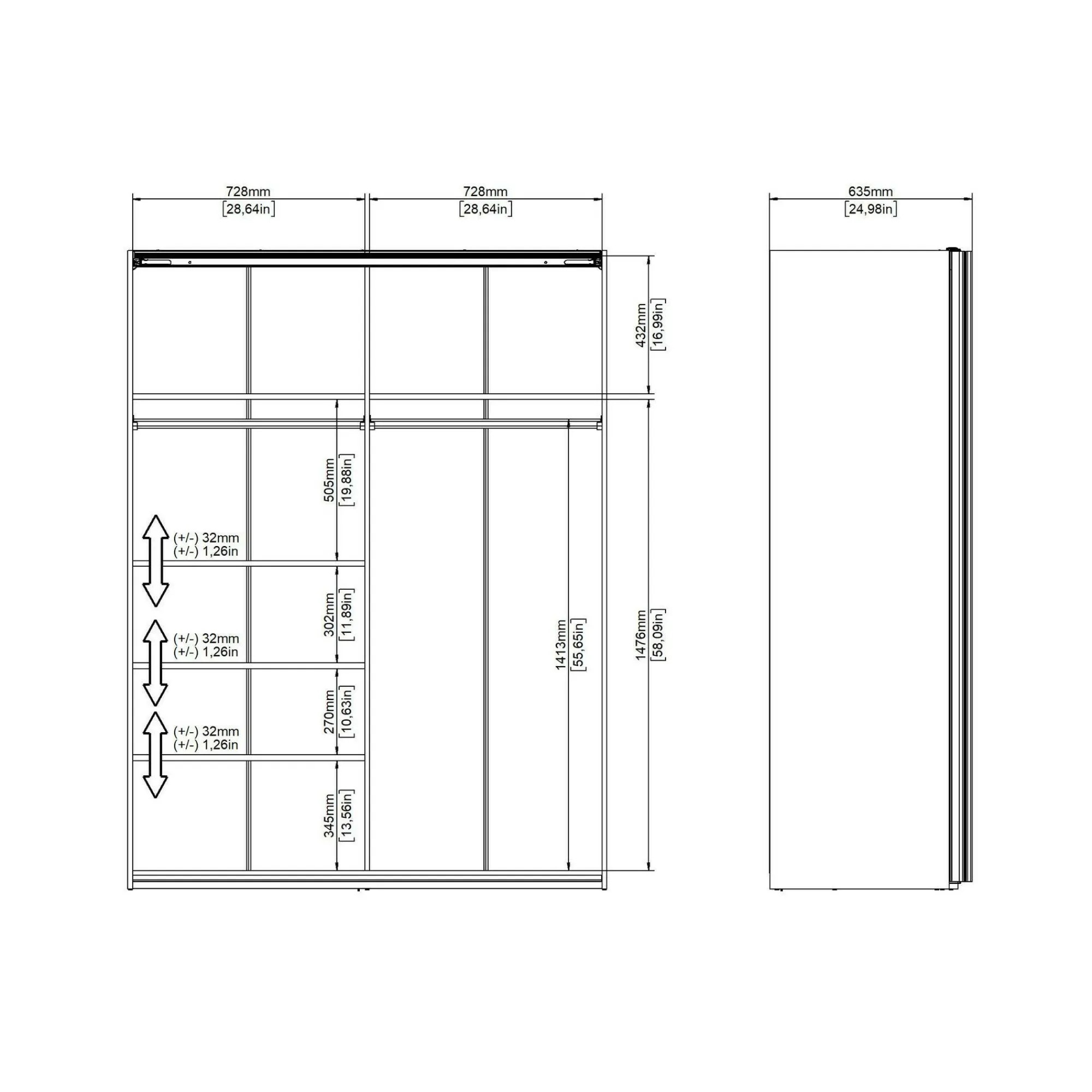Guardaroba 2 ante Dstang, 61x150 h200 cm, Bianco e Rovere<Dmora Flash Sale