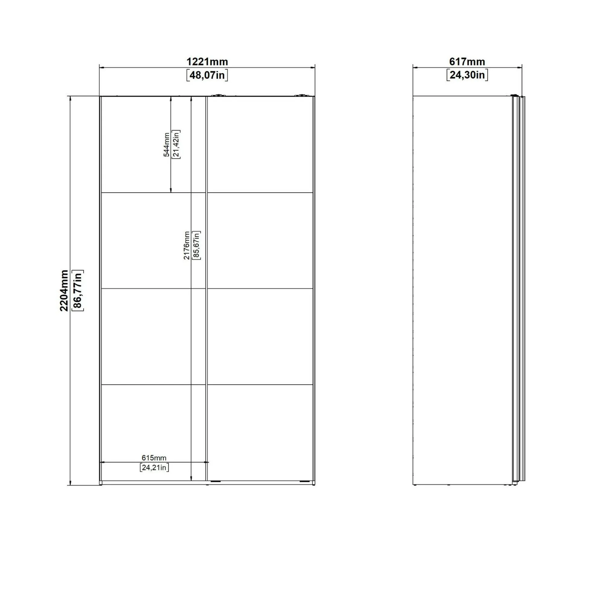 Guardaroba 2 ante Dstopp, 62x122 h220 cm,<Dmora Sale