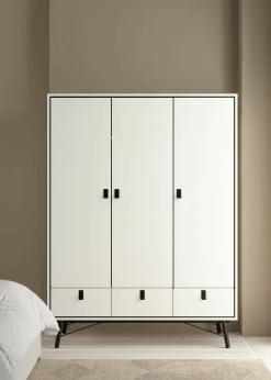 Guardaroba 3 ante Dverdell, 60x150 h200 cm, Bianco e Nero<Dmora Fashion