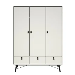 Guardaroba 3 ante Dverdell, 60x150 h200 cm, Bianco e Nero<Dmora Fashion