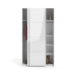 Guardaroba 2 ante Fabre, Mobile camera da letto, Cabina armadio portabiti, Armadio appendiabiti, 62x122 h220 cm, Bianco<Dmora Shop