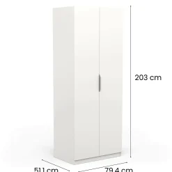 Guardaroba 2 ante Fioretta, 79x51 h203 cm,<Dmora Cheap