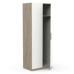 Guardaroba 2 ante Fioretta, 79x51 h203 cm, Rovere e Bianco opaco<Dmora Clearance