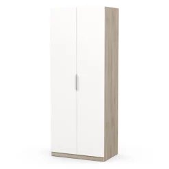 Guardaroba 2 ante Fioretta, 79x51 h203 cm, Rovere e Bianco opaco<Dmora Clearance