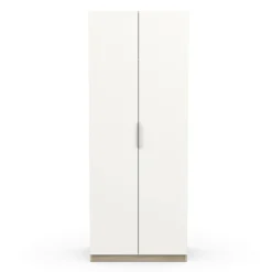 Guardaroba 2 ante Fioretta, 79x51 h203 cm, Rovere e Bianco opaco<Dmora Clearance