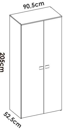Guardaroba 2 ante Firmin, 90x53 h202 cm, Bianco e Rovere<Dmora Best Sale
