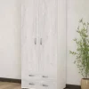 Guardaroba 2 ante Haishen, 80x52h170 cm, Bianco e Grigio<Dmora Outlet