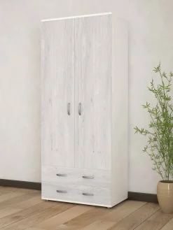 Guardaroba 2 ante Haishen, 80x52h170 cm, Bianco e Grigio<Dmora Outlet