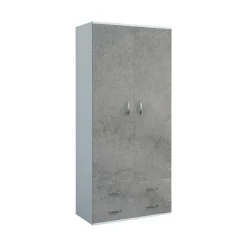 Guardaroba 2 ante Haishen, 80x52h170 cm, Bianco e Grigio cenere<Dmora Flash Sale