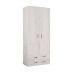 Guardaroba 2 ante Haishen, 80x52h170 cm, Bianco e Grigio<Dmora Outlet