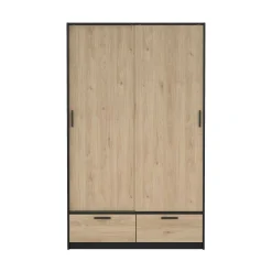 Guardaroba 2 ante Kammuri, 60x121 h200 cm, Nero e Rovere<Dmora Flash Sale