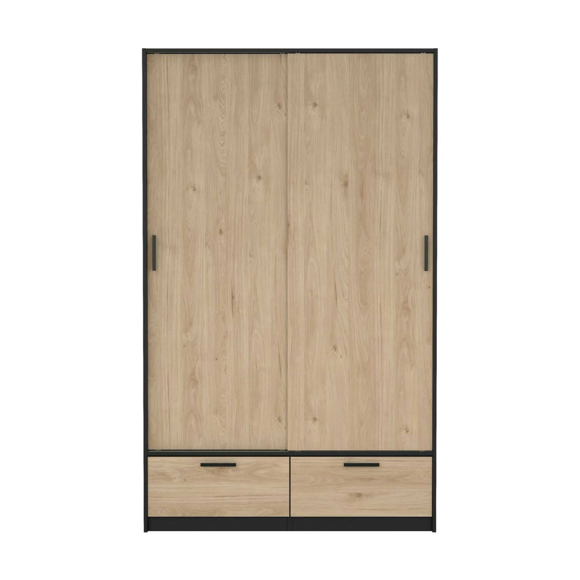 Guardaroba 2 ante Kammuri, 60x121 h200 cm, Nero e Rovere<Dmora Flash Sale