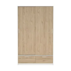 Guardaroba 2 ante Kammuri, 60x121 h200 cm, Bianco e Rovere<Dmora Cheap