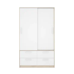 Guardaroba 2 ante Kirogi, 120x60 h204 cm, Bianco e Rovere<Dmora Online