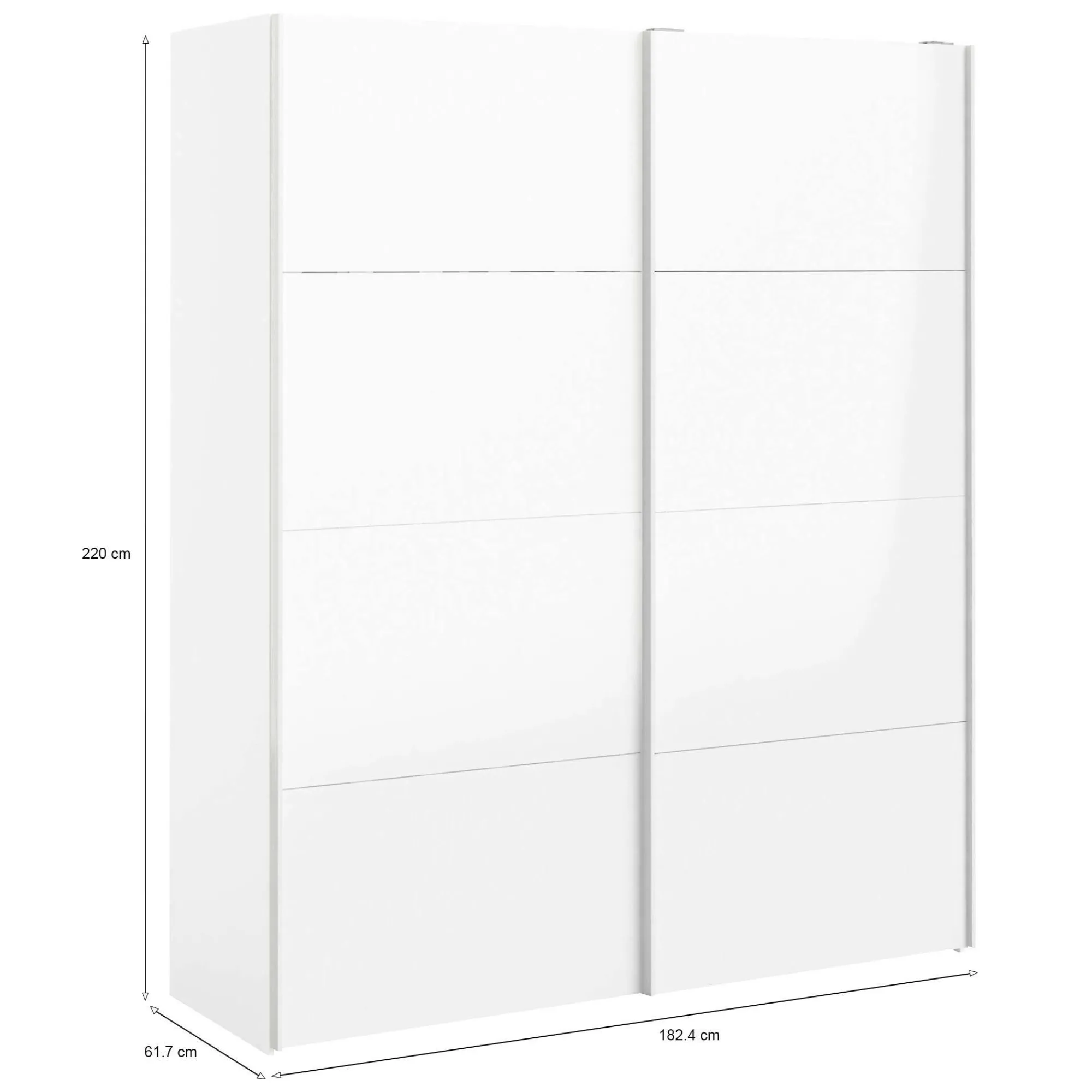 Guardaroba 2 ante London, 182x62 h220 cm, Bianco<Dmora Shop