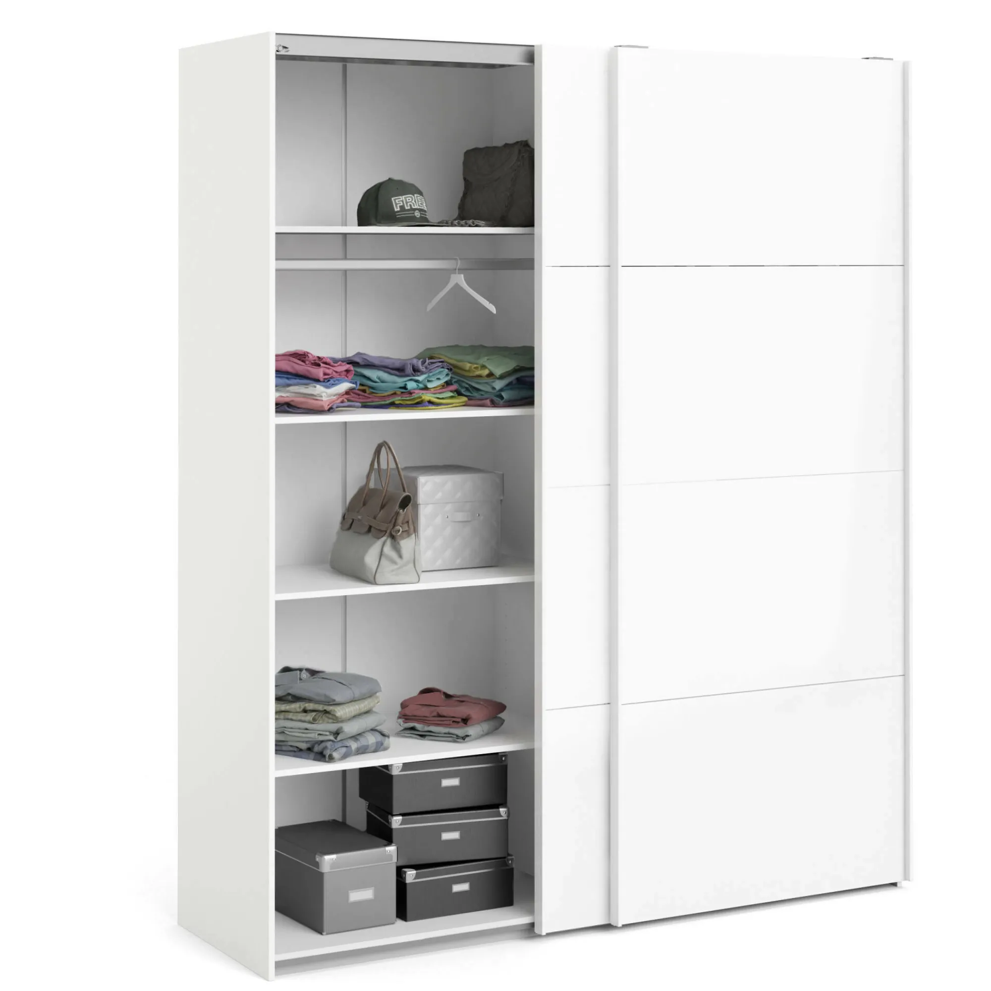 Guardaroba 2 ante London, 182x62 h220 cm, Bianco<Dmora Shop