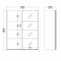 Guardaroba 2 ante Malakas, 65x179 h220 cm, e Trasparente<Dmora Store