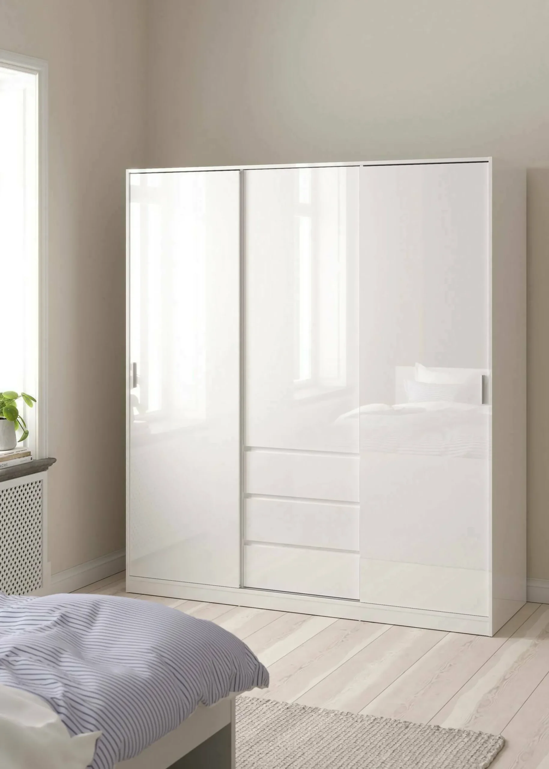 Guardaroba 3 ante Mathieu, 60x177 h200 cm, Bianco<Dmora Best Sale