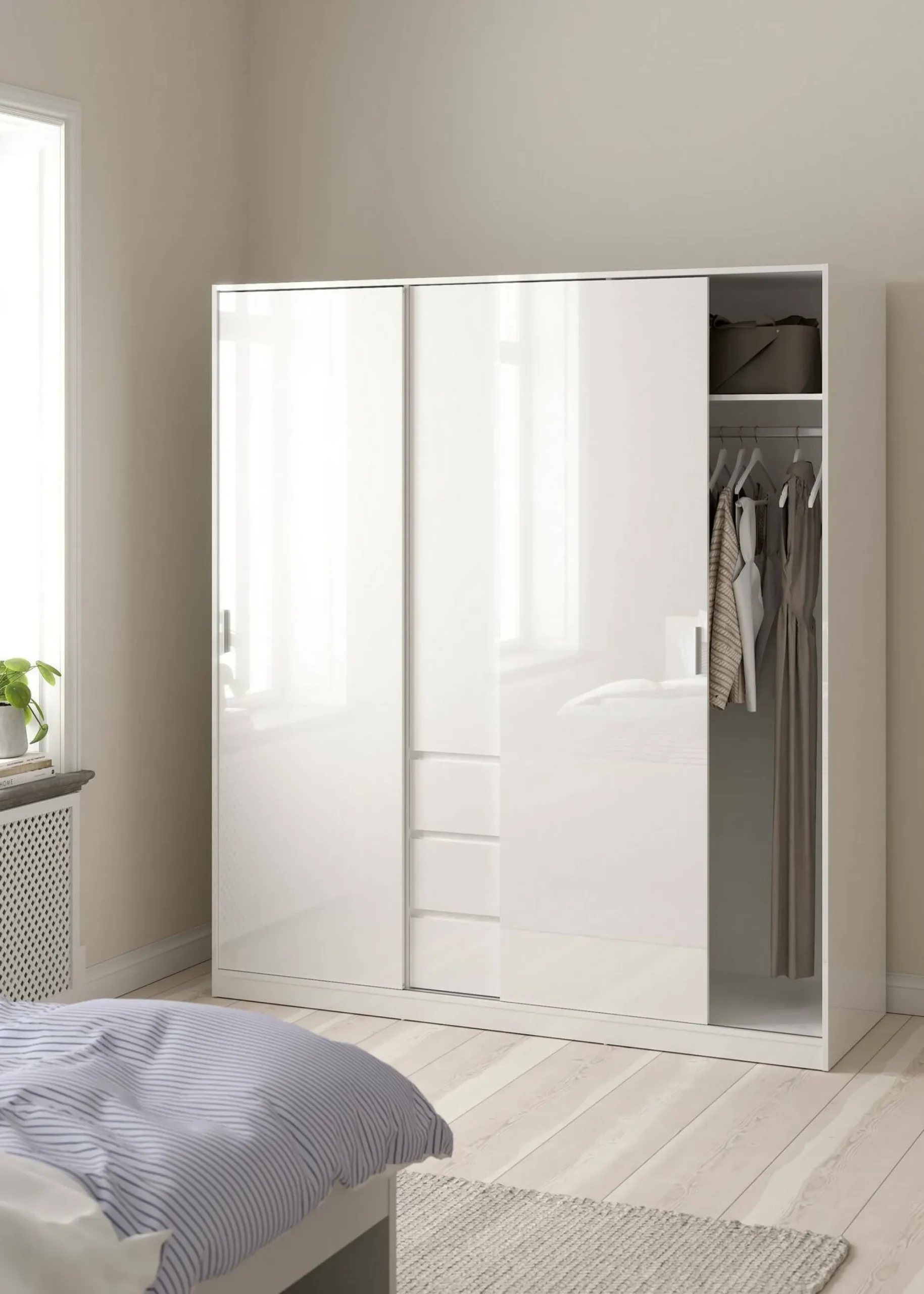 Guardaroba 3 ante Mathieu, 60x177 h200 cm, Bianco<Dmora Best Sale