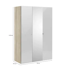 Guardaroba 3 ante Megi, 147x60 h219 cm, Quercia e Bianco<Dmora Sale