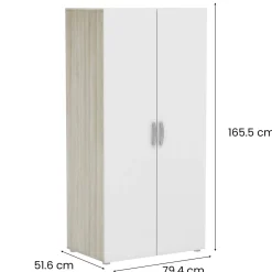 Guardaroba 2 ante Ockhi, 79x52 h166 cm, Rovere e Bianco opaco<Dmora Cheap
