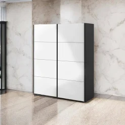 Guardaroba 2 ante Paeng, 61x182 h220 cm, Nero e Bianco<Dmora Shop