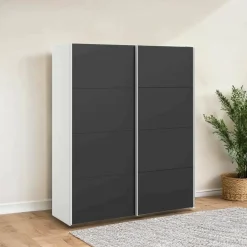 Guardaroba 2 ante Paeng, 61x182 h220 cm, Bianco e Nero<Dmora Outlet