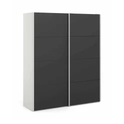 Guardaroba 2 ante Paeng, 61x182 h220 cm, Bianco e Nero<Dmora Outlet