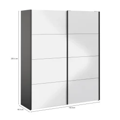Guardaroba 2 ante Paeng, 61x182 h220 cm, Nero e Bianco<Dmora Shop
