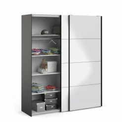 Guardaroba 2 ante Paeng, 61x182 h220 cm, Nero e Bianco<Dmora Shop