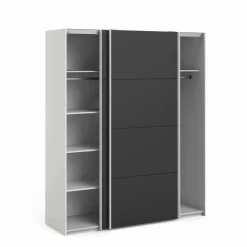 Guardaroba 2 ante Paeng, 61x182 h220 cm, Bianco e Nero<Dmora Outlet