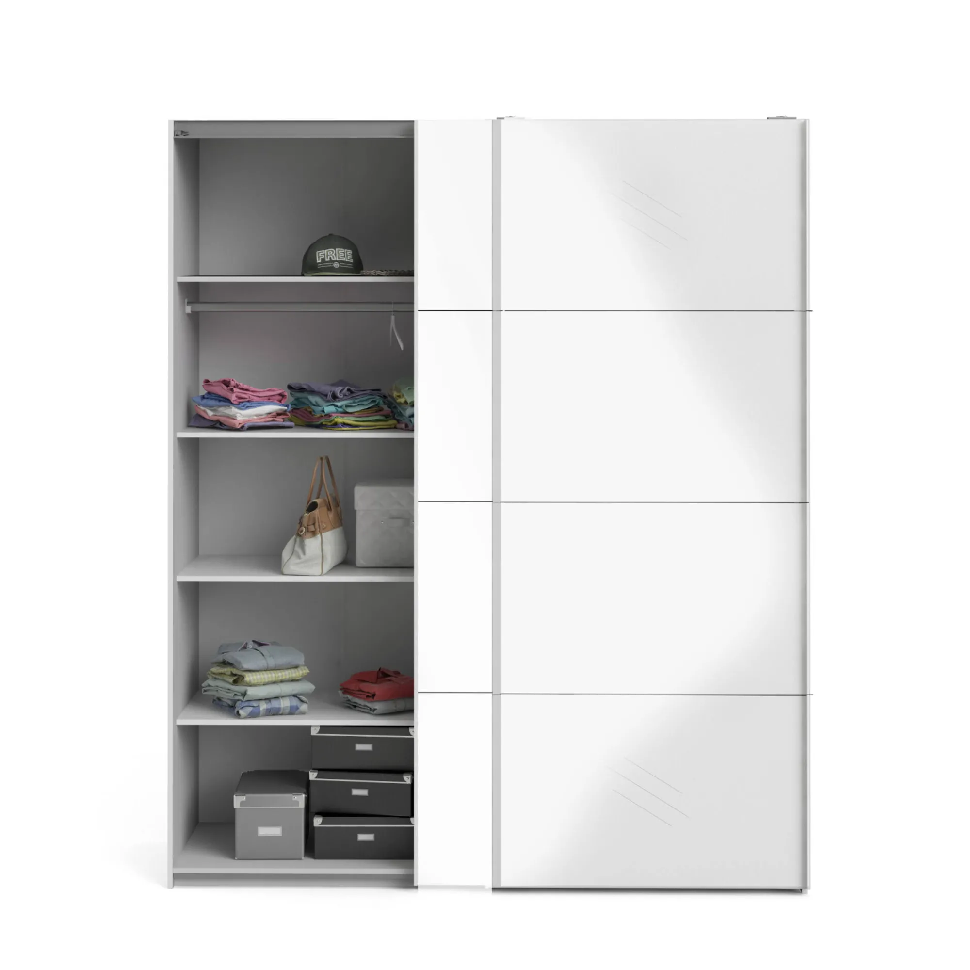 Guardaroba 2 ante Paeng, 61x182 h220 cm, Bianco<Dmora Cheap