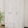 Guardaroba 3 ante Pama, 120x52h170 cm, Bianco e Grigio<Dmora Best Sale