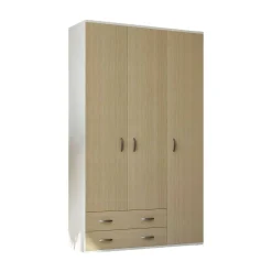 Guardaroba 3 ante Pama, 120x52h170 cm, Bianco e Rovere<Dmora Hot