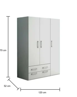 Guardaroba 3 ante Pama, 120x52h170 cm,<Dmora Clearance