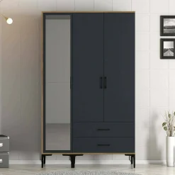 Guardaroba 3 ante Petroleuse, 120x201h48 cm, Noce e Antracite<Dmora Best Sale