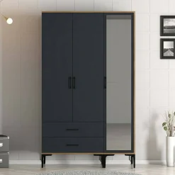 Guardaroba 3 ante Petroleuse, 120x201h48 cm, Noce e Antracite<Dmora Best Sale