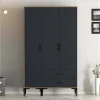 Guardaroba 3 ante Phyan, 120x201h48 cm, Noce e Antracite<Dmora Cheap