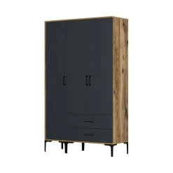 Guardaroba 3 ante Phyan, 120x201h48 cm, Noce e Antracite<Dmora Cheap