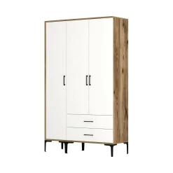 Guardaroba 3 ante Phyan, 120x201h48 cm, Noce e Bianco<Dmora Clearance