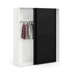 Guardaroba 2 ante Portlouis, 62x182 h220 cm, Bianco e Nero<Dmora Best Sale