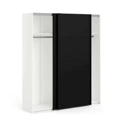 Guardaroba 2 ante Portlouis, 62x182 h220 cm, Bianco e Nero<Dmora Best Sale