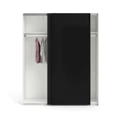 Guardaroba 2 ante Portlouis, 62x182 h220 cm, Bianco e Nero<Dmora Best Sale