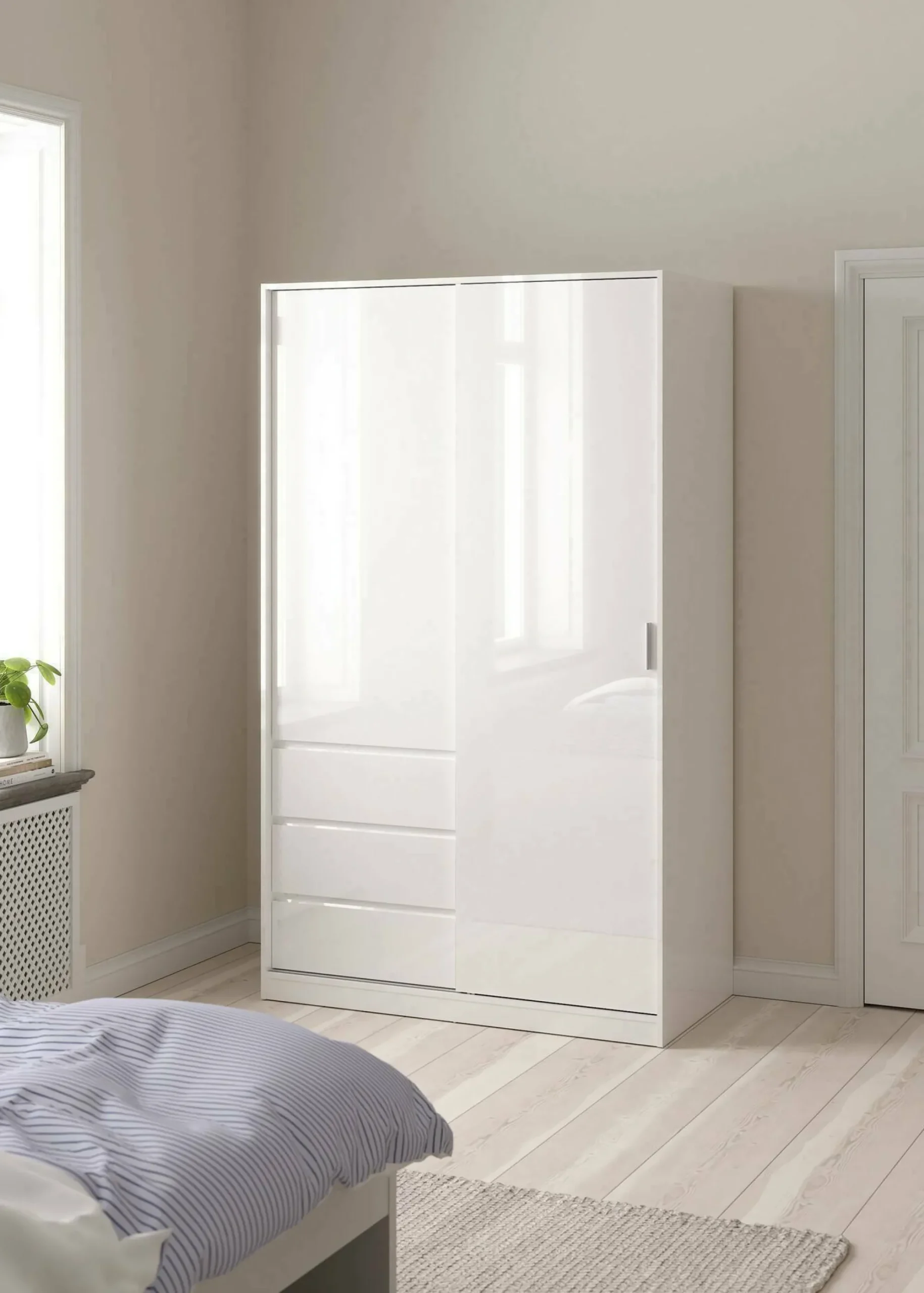 Guardaroba 2 ante Sanjose, 60x119 h200 cm, Bianco<Dmora Clearance