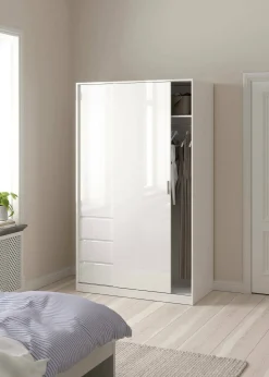 Guardaroba 2 ante Sanjose, 60x119 h200 cm, Bianco<Dmora Clearance