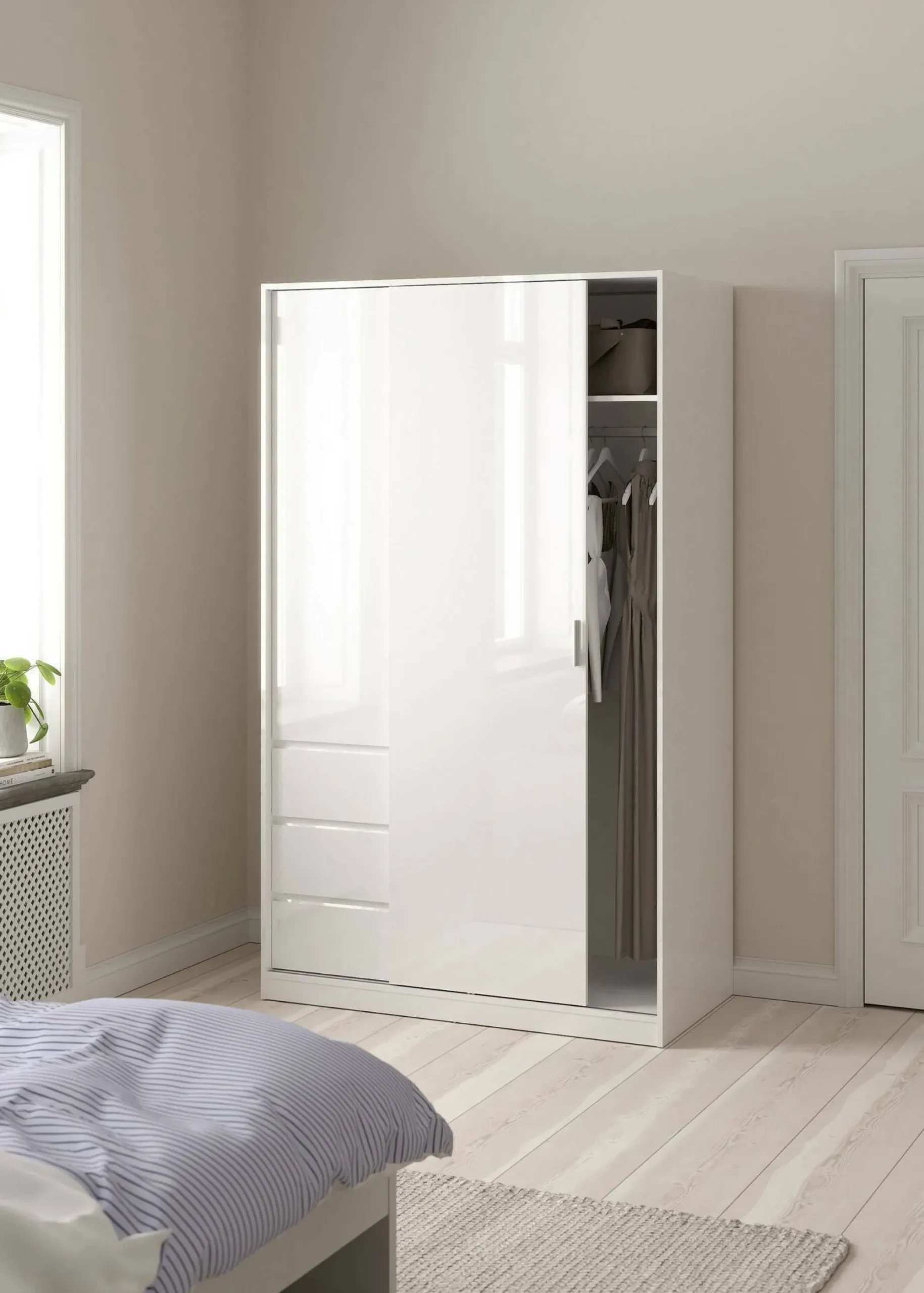 Guardaroba 2 ante Sanjose, 60x119 h200 cm, Bianco<Dmora Clearance