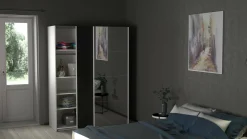 Guardaroba 2 ante Seraphine, 61x150 h200 cm, Bianco e Nero<Dmora Hot