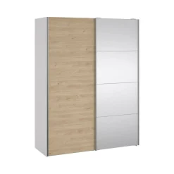 Guardaroba 2 ante Seraphine, 61x150 h200 cm, Bianco e Rovere<Dmora Outlet