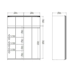 Guardaroba 2 ante Seraphine, 61x150 h200 cm, Bianco e Rovere<Dmora Outlet