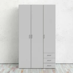 Guardaroba 3 ante Suzette, Mobile camera da letto, Cabina armadio portabiti, Armadio appendiabiti, 116x50 h200 cm, Bianco<Dmora Flash Sale